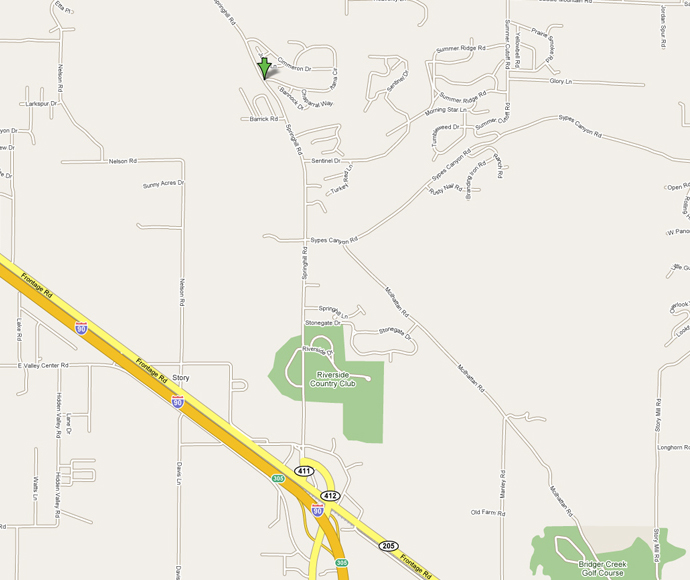 Bird's Eye Map View of Wheatland Hills Subdivision